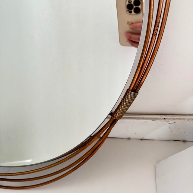 Curtis Jere Mirror Wheat Sheaf Round Mid Century Modern Metal Wall Art Signed For Sale - Image 10 of 12
