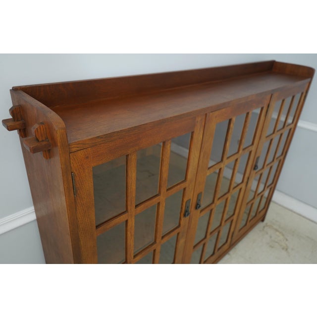 Stickley Mission Oak 3 Door Bookcase For Sale - Image 10 of 15