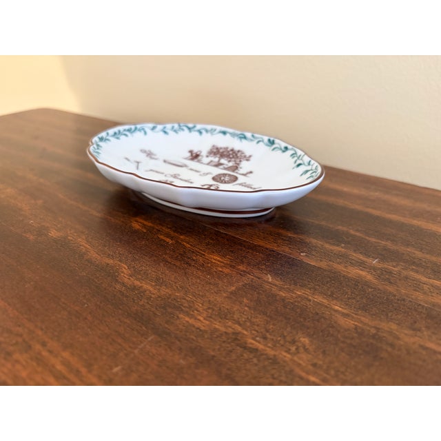 Mottahedeh Vintage Mottahedeh Portugal Porcelain Garden Rebus Catchall Dish For Sale - Image 4 of 10
