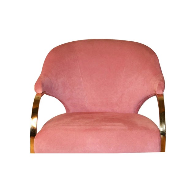 Art Deco Vintage Carson’s Art Deco Hollywood Regency Brass Arm Cantilever Chair For Sale - Image 3 of 12