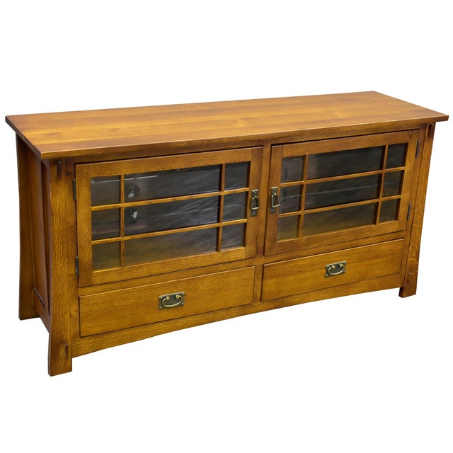 Mission Quarter Sawn Oak 60" Tv Stand (2 Colors Available) For Sale - Image 13 of 18