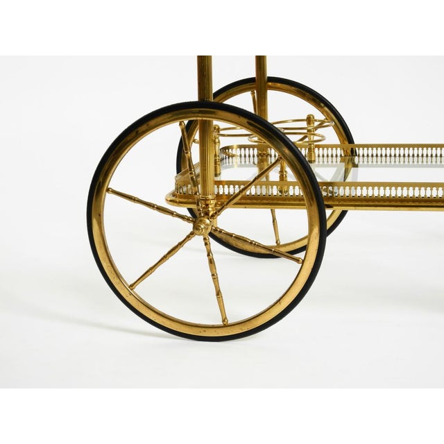 Neoclassical Brass Bar Cart with Glass Trays from Maison Jansen, 1960s For Sale - Image 16 of 18
