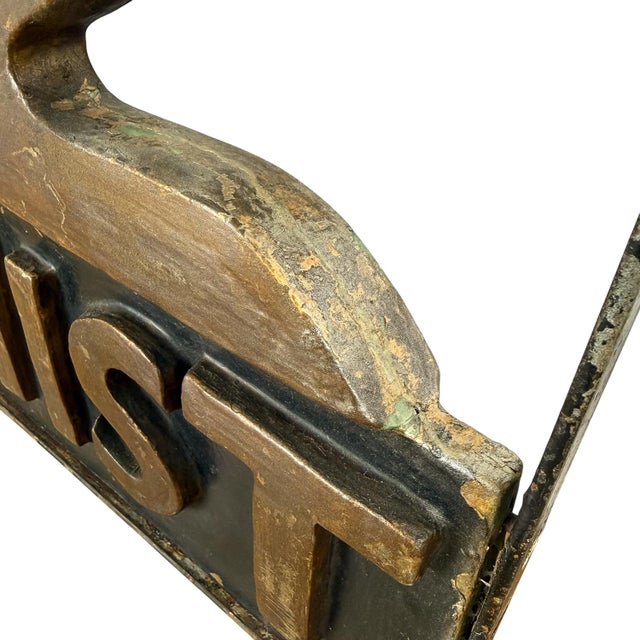 Vintage Chemist Shop Sign Apothecary Hanging Sign with Mortar and Pestle, 1950s For Sale - Image 16 of 17