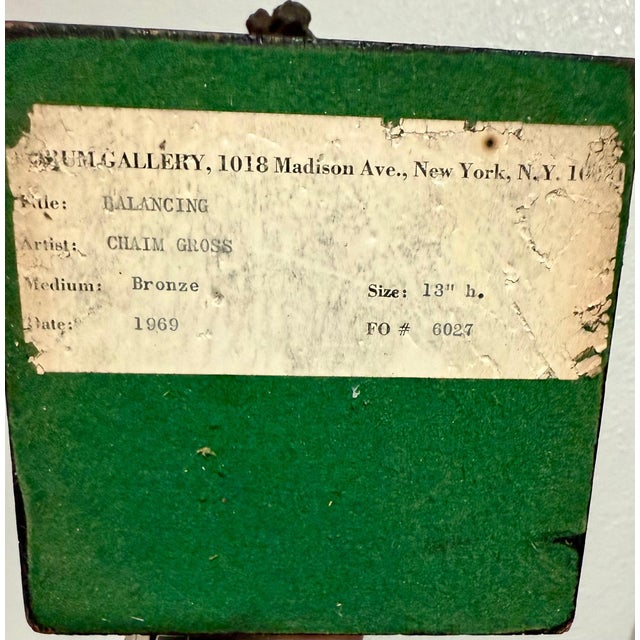 Chaim Gross, Chaim Gross Mid Century Mod Bronze Sculpture Balancing WPA Artist Mom and Child, 1969 For Sale - Image 10 of 17