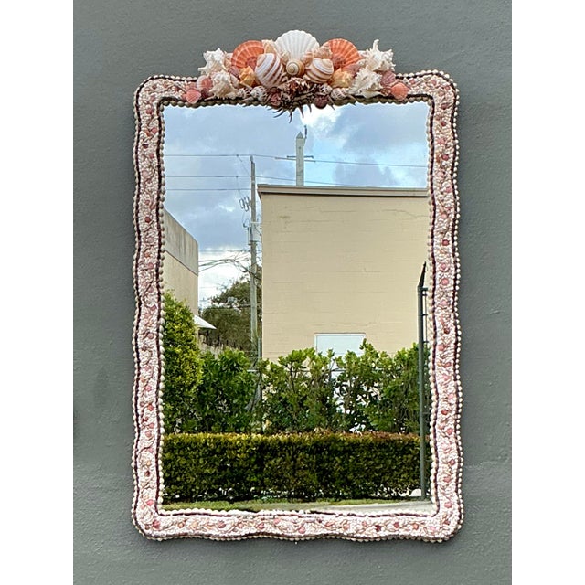 Vintage Boho Shell Encrusted Mirror For Sale - Image 9 of 12