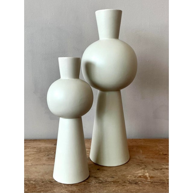 Vintage Boho Glazed Ceramic Vase - Set of 2 For Sale - Image 4 of 6