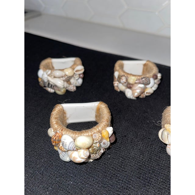 Ceramic 1990s Nautical Napkin Rings With Real Seashells Adorning the Ring - Set of 12 For Sale - Image 7 of 12
