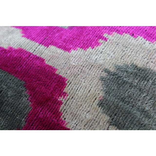 Contemporary Boho Chic Silk Velvet Ikat Pillow Cover Bohemian Pillow Cover For Sale - Image 4 of 9