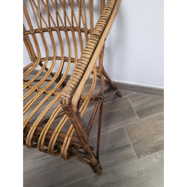 Wood Vintage Bamboo Armchair with Bracket For Sale - Image 7 of 9