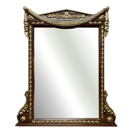 Louis XVI Style Parcel-Gilt and Painted Overmantel Mirror For Sale