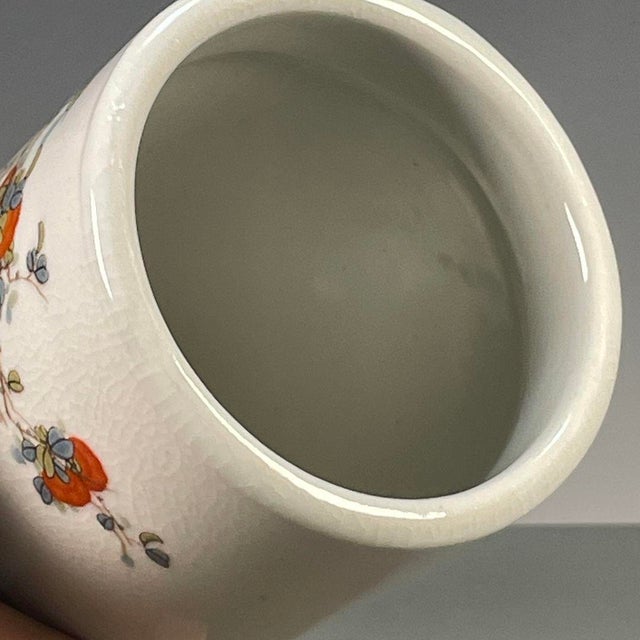 Ceramic Famille Rose Crackle Glaze Porcelain Brush Pot With Figural Motif For Sale - Image 7 of 9