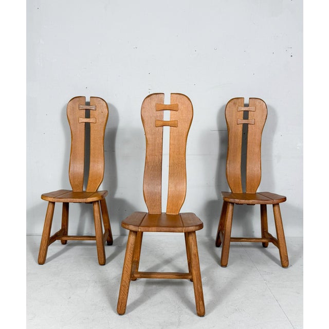 Vintage Brutalist Chairs in Oak from De Puydt, 1970s, Set of 6 For Sale - Image 9 of 16