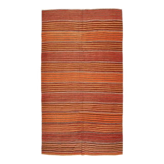 Mid 20th Century Vintage Striped Turkish Kilim Rug For Sale