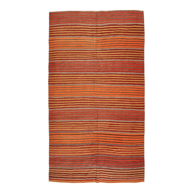 Mid 20th Century Vintage Striped Turkish Kilim Rug For Sale