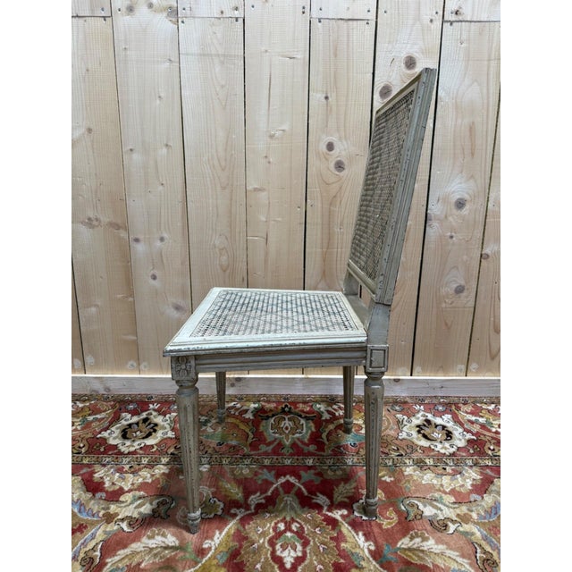 Wood Antique Louis XVI Cane Chairs with Painted Wood, 1890s, Set of 6 For Sale - Image 7 of 10