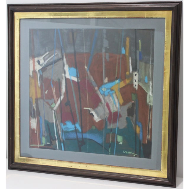 Abstract Multi-Colored Mixed-Media Painting Colors of Reds Gold Black For Sale - Image 12 of 12