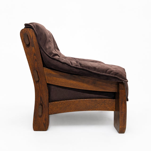 Mid-Century Modern Brutalist Oak Armchair, 1970s For Sale - Image 3 of 10