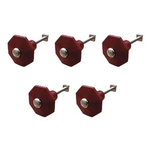 Art Deco Bakelite Octagonal Drawer Door Pull Handle in Burgundy Set of 5