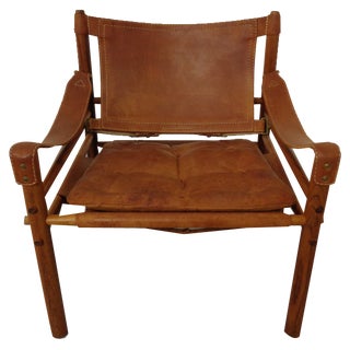Rosewood & Leather Sirocco Safari Chair by Arne Norell, Sweden, 1960s For Sale