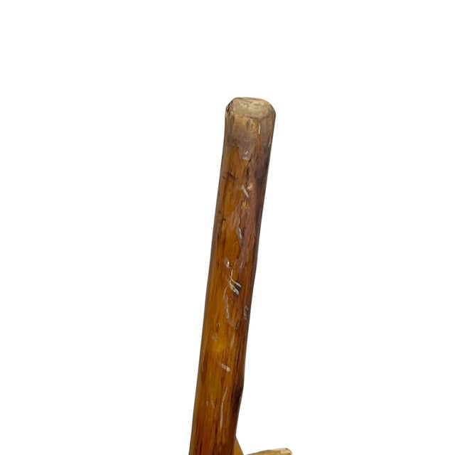 Rustic Adirondack Twig Side Table With Hand-Painted Green Accents – Folk Art Cabin Style For Sale - Image 10 of 17