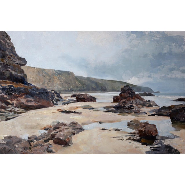 "Amidst the Rocks and Reflections" is an oil on panel painting by Jon Doran, completed in 2026. The view looks across a...