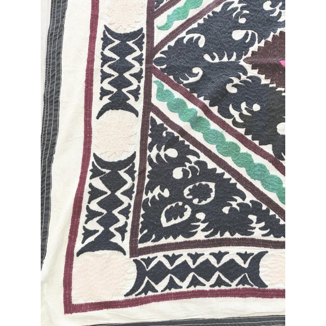Mid-Century Modern 1960s Suzani Tablecloth From Bukhara, 4'1'' X 4'9'' For Sale - Image 3 of 8