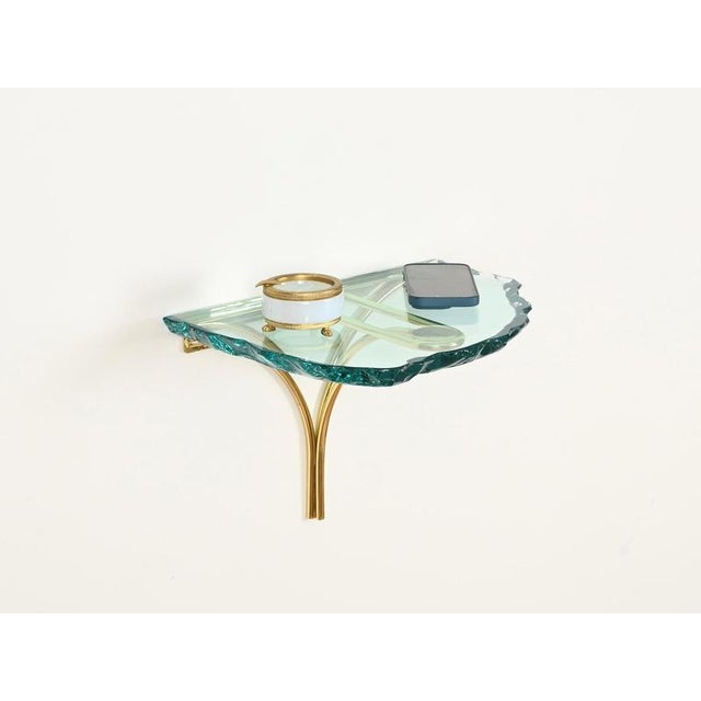 Gold Nightstands in Turquoise Glass by Max Ingrand for Fontana Arte, Italy, 1960s, Set of 2 For Sale - Image 8 of 18