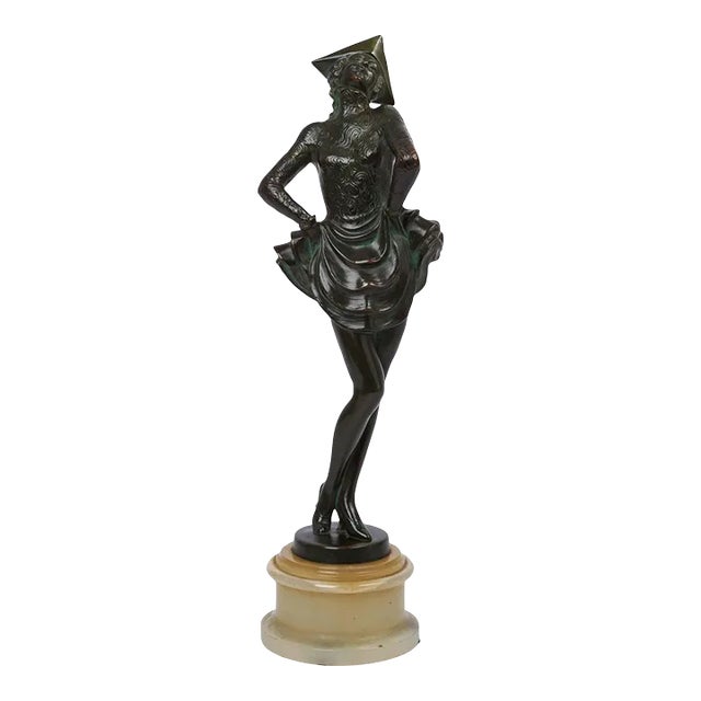 Austrian Art Deco Bronze Sculpture of Dancing Girl by Josef Lorenzl, Circa 1920s For Sale