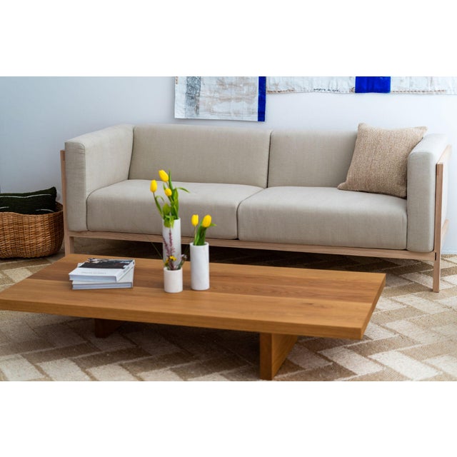 Two-Seater Sofa in Oak and Pearl Fabric by Julien Renault For Sale - Image 13 of 15