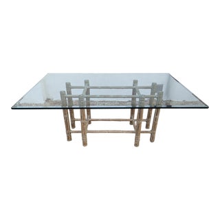 1980s McGuire Organic Modern Bamboo Rattan Rectangular Dining Table For Sale