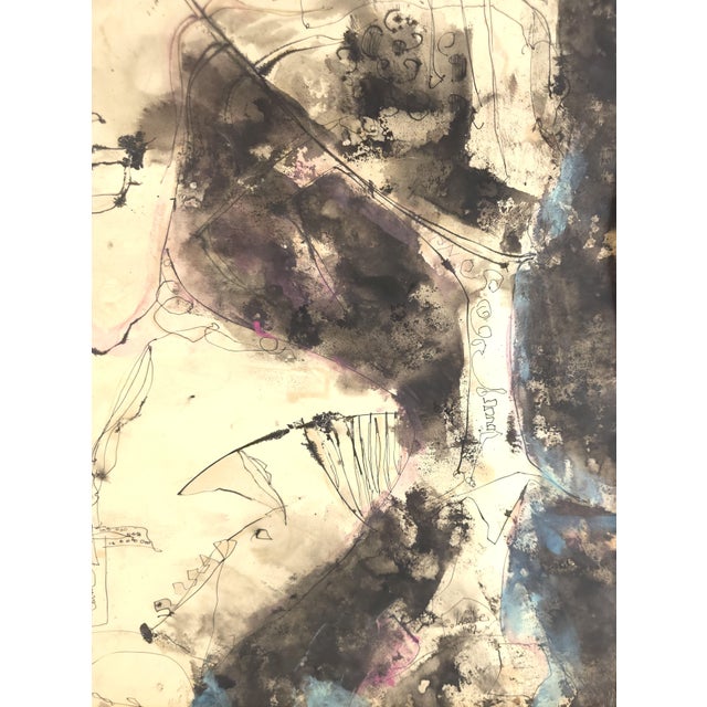 Charles Keeling Lassiter Abstract Expressionist Mixed Media Ink & Watercolor Gouache on Paper 1962 For Sale - Image 4 of 7