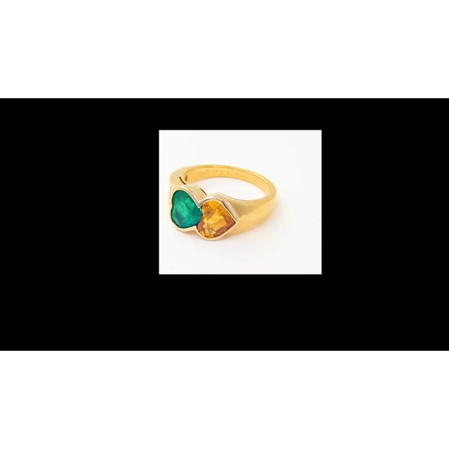 2000 - 2009 Van Cleef & Arpels 18k Gold Diamond Emerald Yellow Sapphire Ring Paper, size 6 For Sale - Image 5 of 12