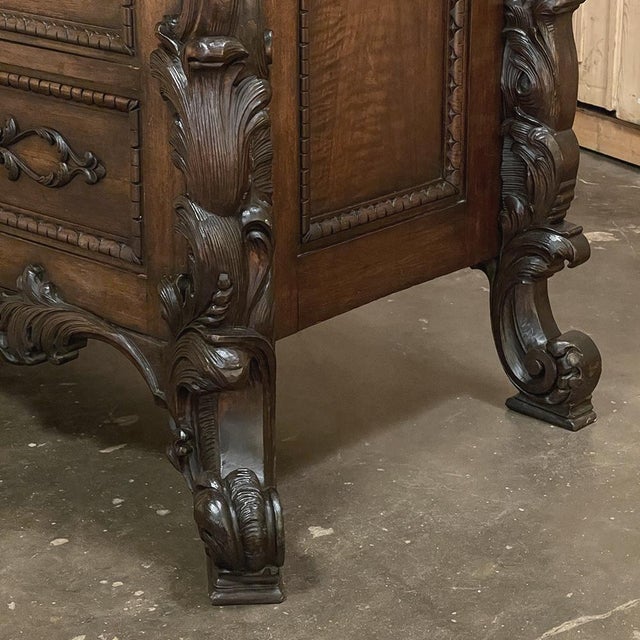 Antique Italian Rococo Revival Hand Carved Walnut Commode For Sale - Image 17 of 18
