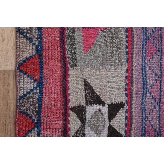 Pink Vintage Turkish Oushak Handmade Wool Tribal Runner Rug For Sale - Image 9 of 11