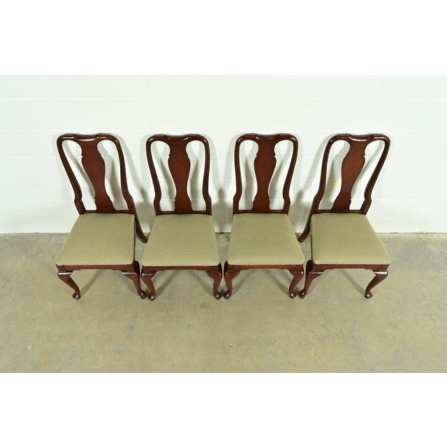 Late 20th Century Ethan Allen Queen Anne Carved Cherry Wood Dining Chairs, Set of Four For Sale - Image 5 of 13