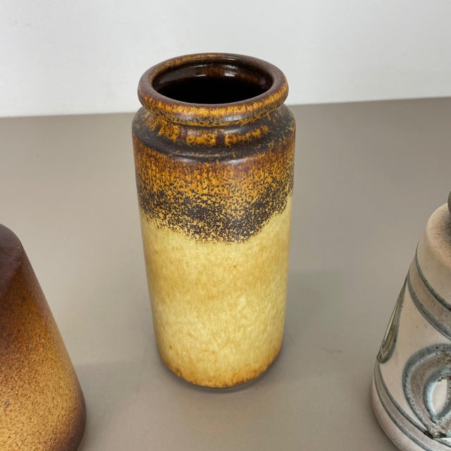 Multi-Color Pottery Fat Lava Vases from Scheurich, Germany, 1970s, Set of 3 For Sale - Image 8 of 18