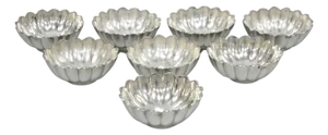 Vintage Regency Style Silver Plated Scalloped Stacking Nut Dish Bowl - Set of 8