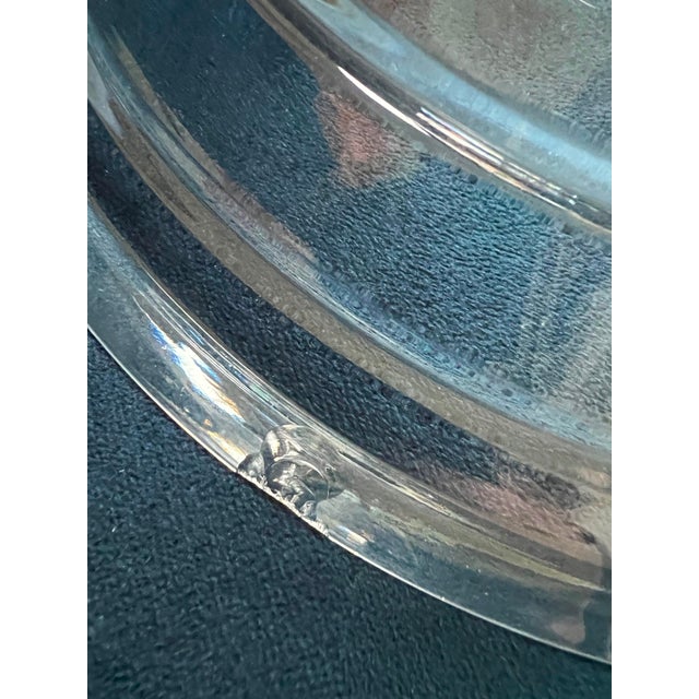Glass Signed Nambé Art Glass Heavy Modern Cut Crystal Centerpiece Bowl For Sale - Image 7 of 8