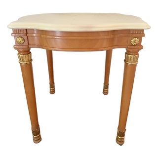 Vintage Italian Carved Beech & Gold Leaf Side Table With Onyx Top For Sale