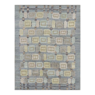 Rug & Kilim’s Scandinavian Style Rug in Blue and Gray With Geometric Patterns For Sale