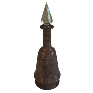 Vintage Decanter with Silver Overlay For Sale