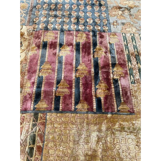 Vintage Chinese Art Deco Silk Rug, 1990s For Sale - Image 6 of 18