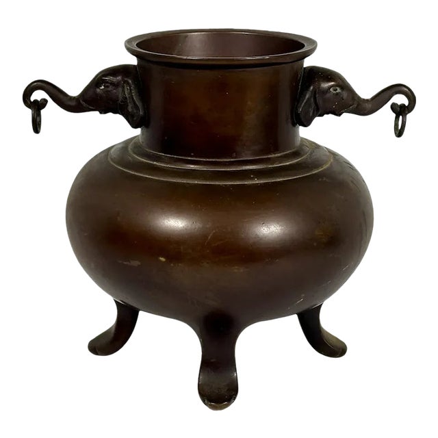 Japanese Seizan Bronze Elephant Censer For Sale