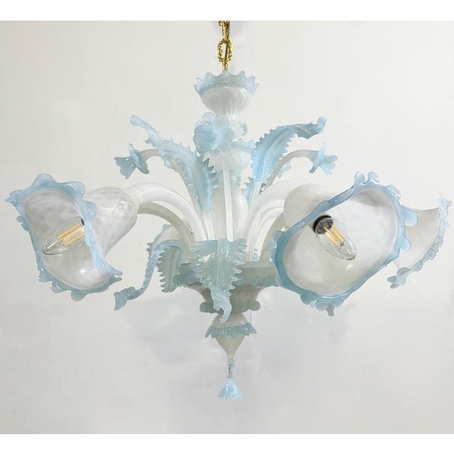 Vintage Chandelier in Blue Murano Glass, 1950s For Sale - Image 3 of 6
