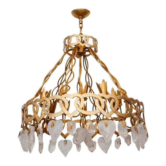 Heart Motif Chandelier In the Manner of Robert Goossens For Sale