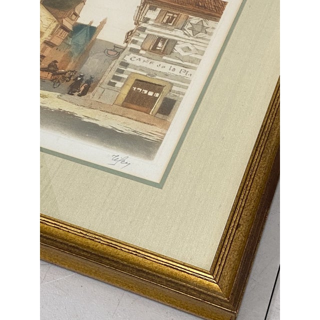 Vintage European School Hand Colored Lithograph C.1940s For Sale In San Francisco - Image 6 of 9