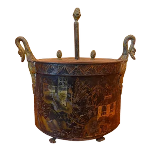 Early 19th Century French Lacquered Sheet Metal Egg Box with Chinese Decor