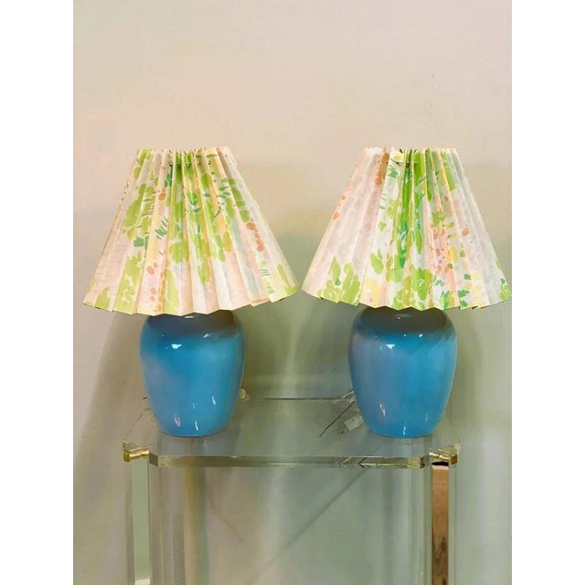 Blue Vintage Blue Ceramic Table Lamps, Set of 2 For Sale - Image 8 of 8