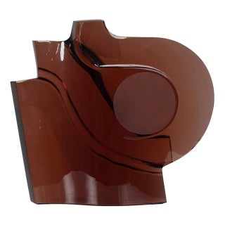 Unknown, Abstract Geometric Glass Sculpture, 1980s, Glass For Sale