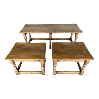 Vintage French Farmhouse Style Coffee Table Nest - Set of 3 For Sale